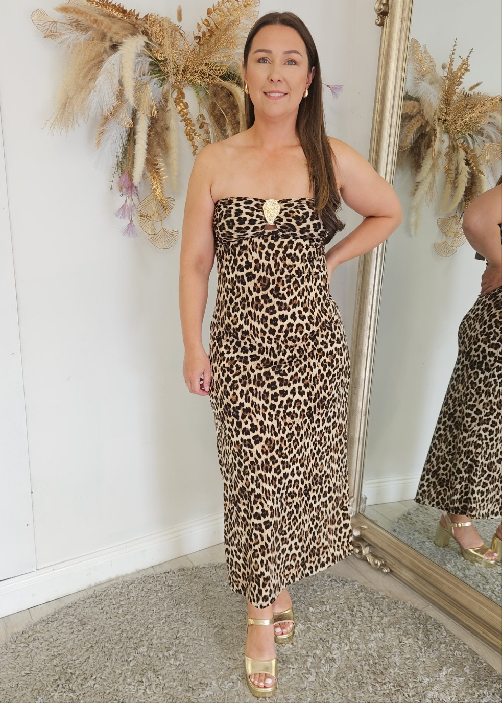 Leopard Ivy strapless bodycon dress
