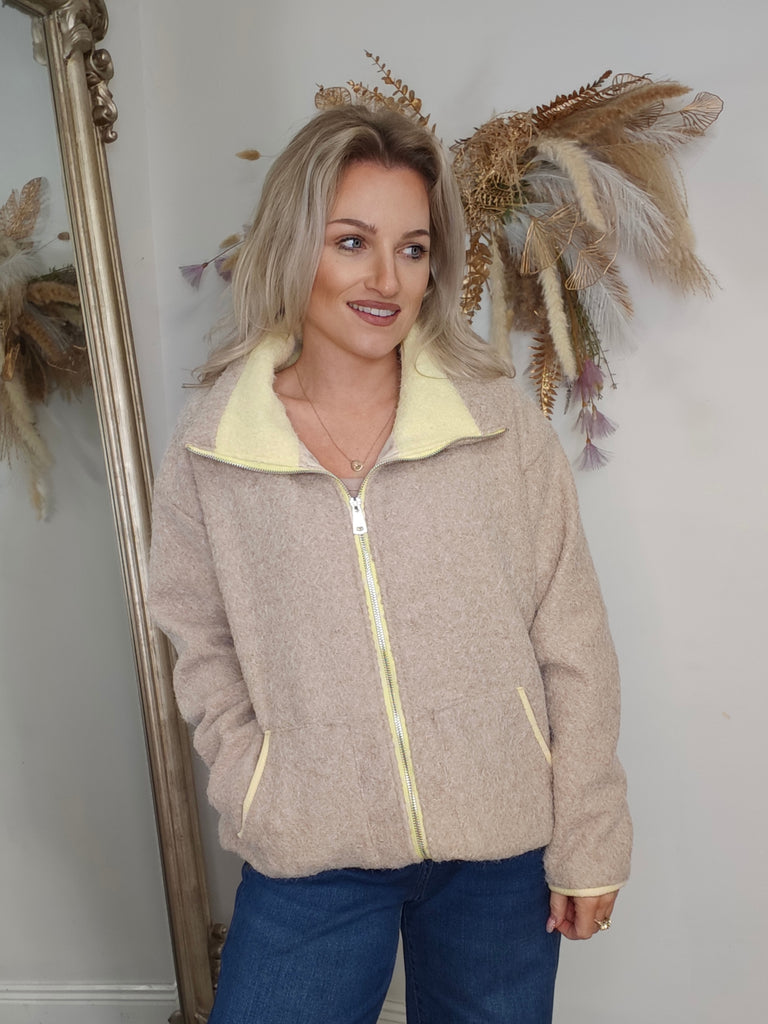 Lenny Beige Zip Up | SkyfallClothing